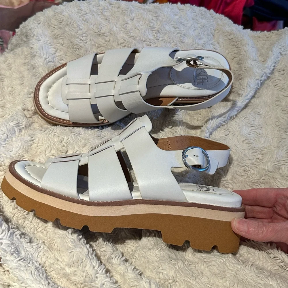 SOFFT size 10 White Patrina Leather Iconic Fisherman Sandals NEW - Picture 9 of 12